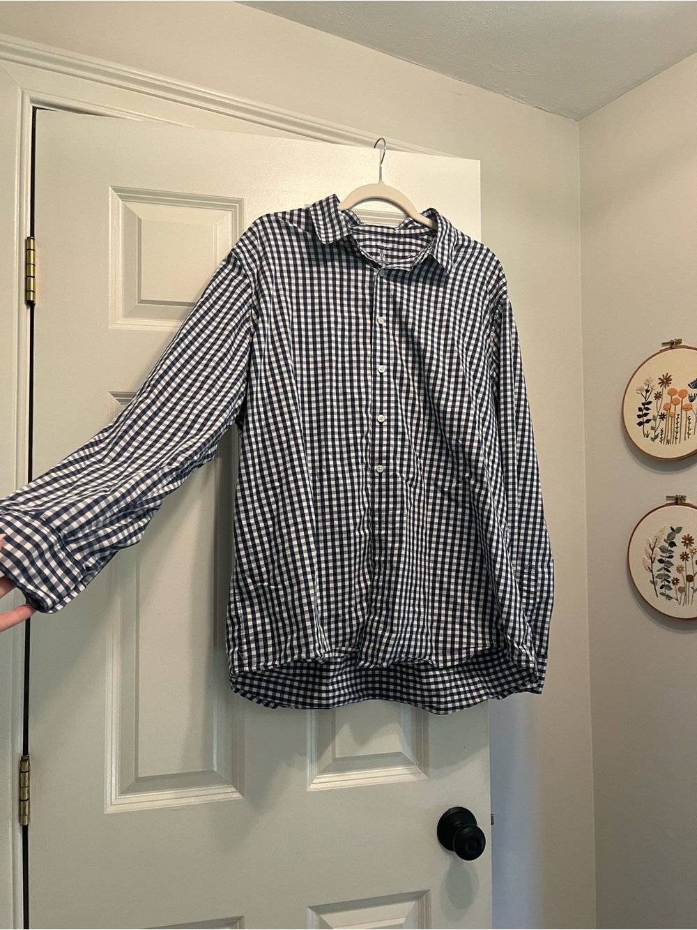 Sonoma Navy & White Gingham Button-Down Shirt - Picture 1 of 4